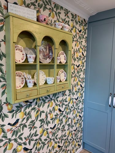 Customer photo review of Ponderosa Bird and Lemon Wallpaper - Cream/Orange