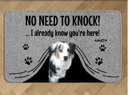 Customer photo review of Personalized Doormat With Dog or Cat - No Need To Knock