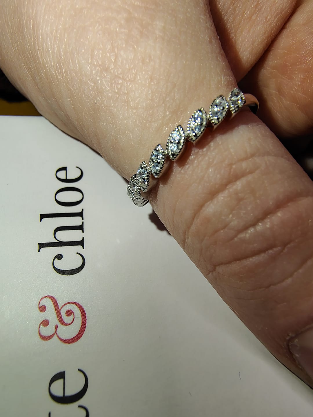 Customer photo review of Tori 18k White Gold Plated Ring with Round Cut Swarovski Crystals