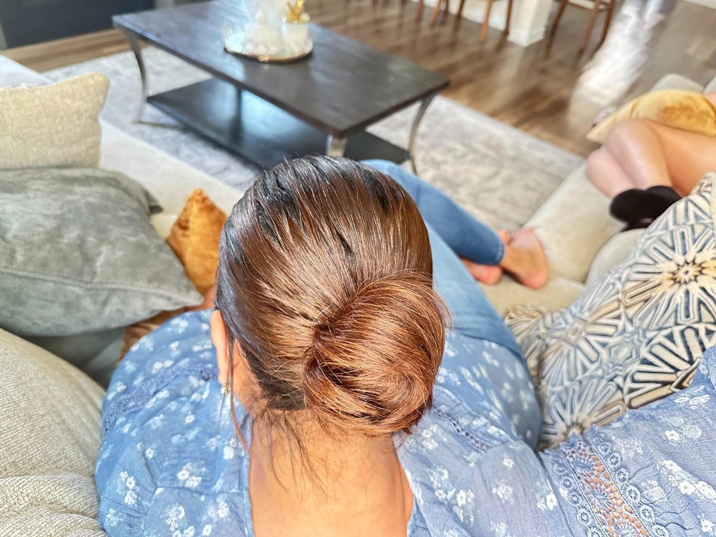 Customer photo review of Chignon Bun Human Hair Extension Natural Straight 7 Colors