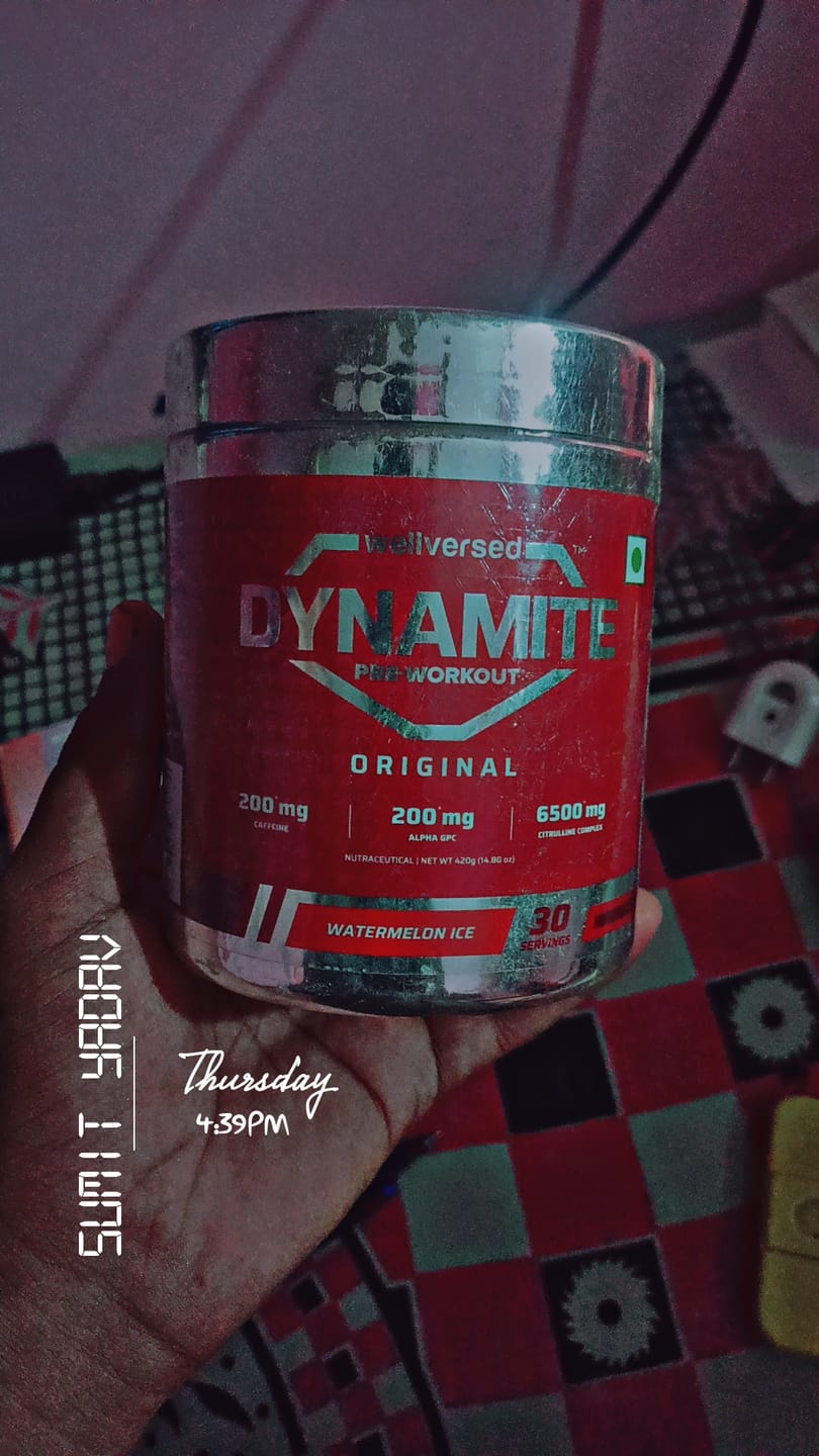 Customer photo review of Dynamite Pre-Workout (420g, 30 Servings) | Watermelon Ice
