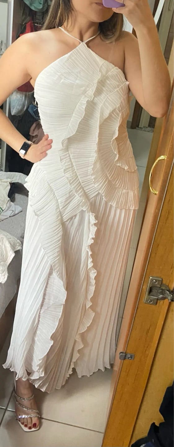 Customer photo review of Ruffa Halter Strap Ruffled Tule Dress