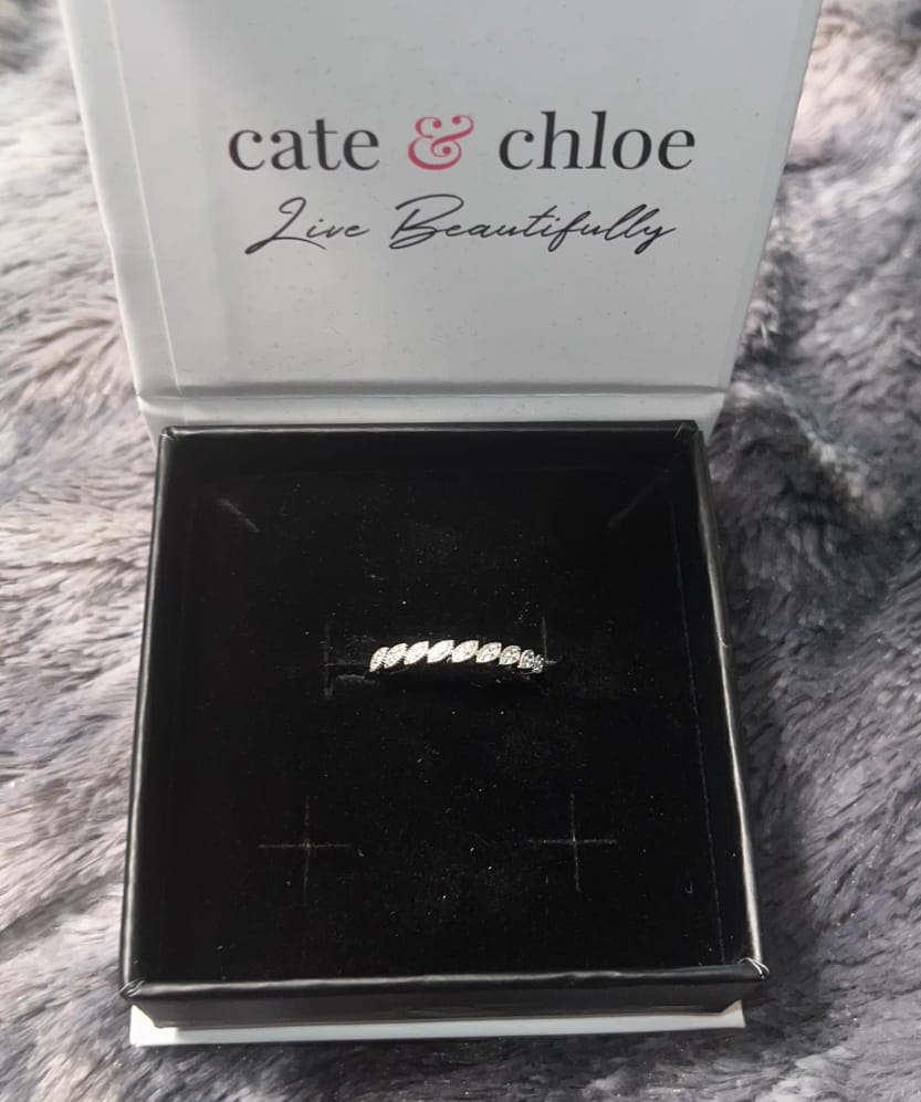 Customer photo review of Tori 18k White Gold Plated Ring with Round Cut Swarovski Crystals