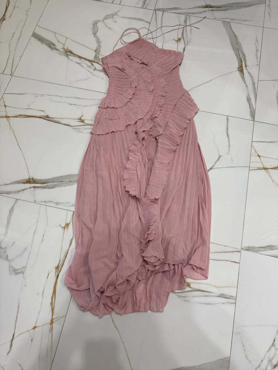 Customer photo review of Ruffa Halter Strap Ruffled Tule Dress