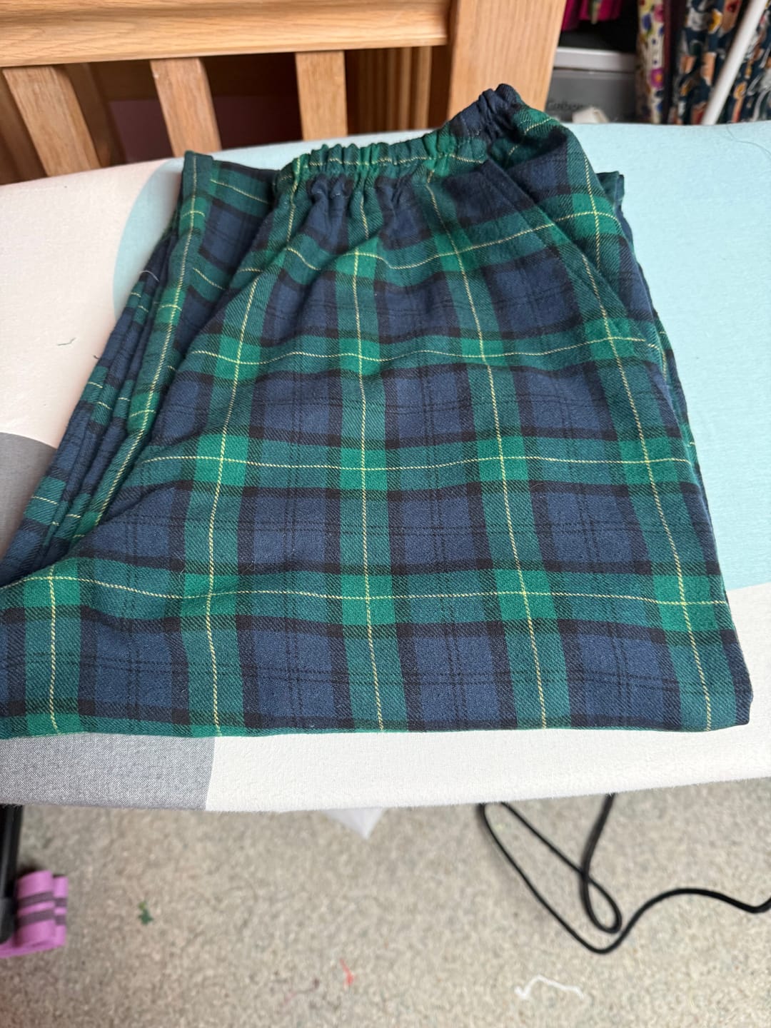 Customer photo review of Navy and Green Tartan Brushed Cotton Fabric