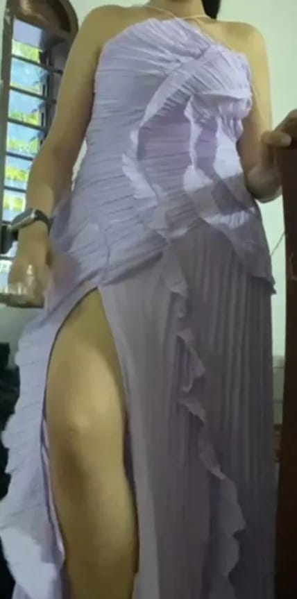 Customer photo review of Ruffa Halter Strap Ruffled Tule Dress