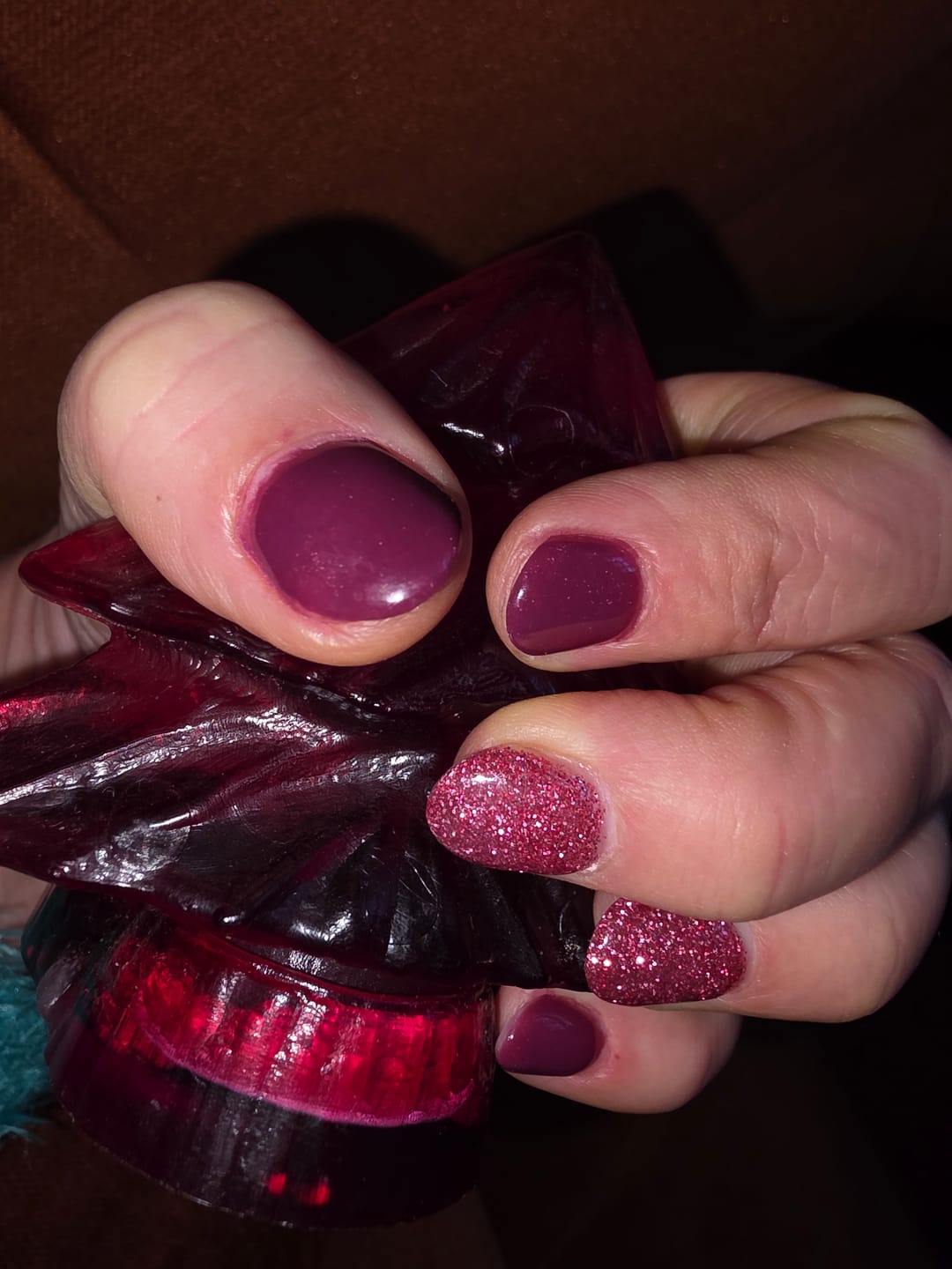 Customer photo review of Dark Reddish Purple Dipping Powder