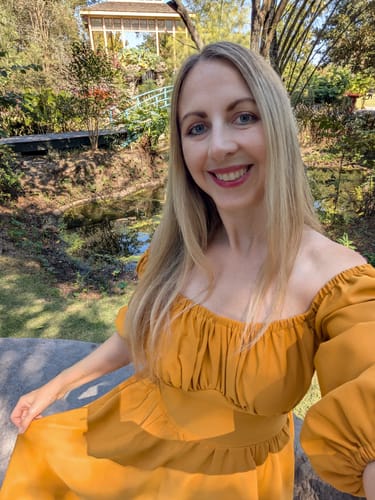 Customer photo review of Vacation Dress in Mustard Gold - Vixen by Micheline Pitt