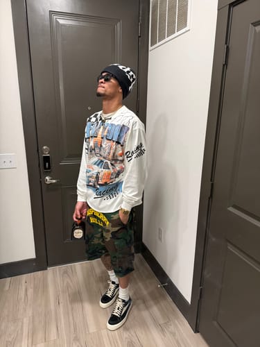 Customer photo review of GV Gallery Camo Cargo Shorts Green