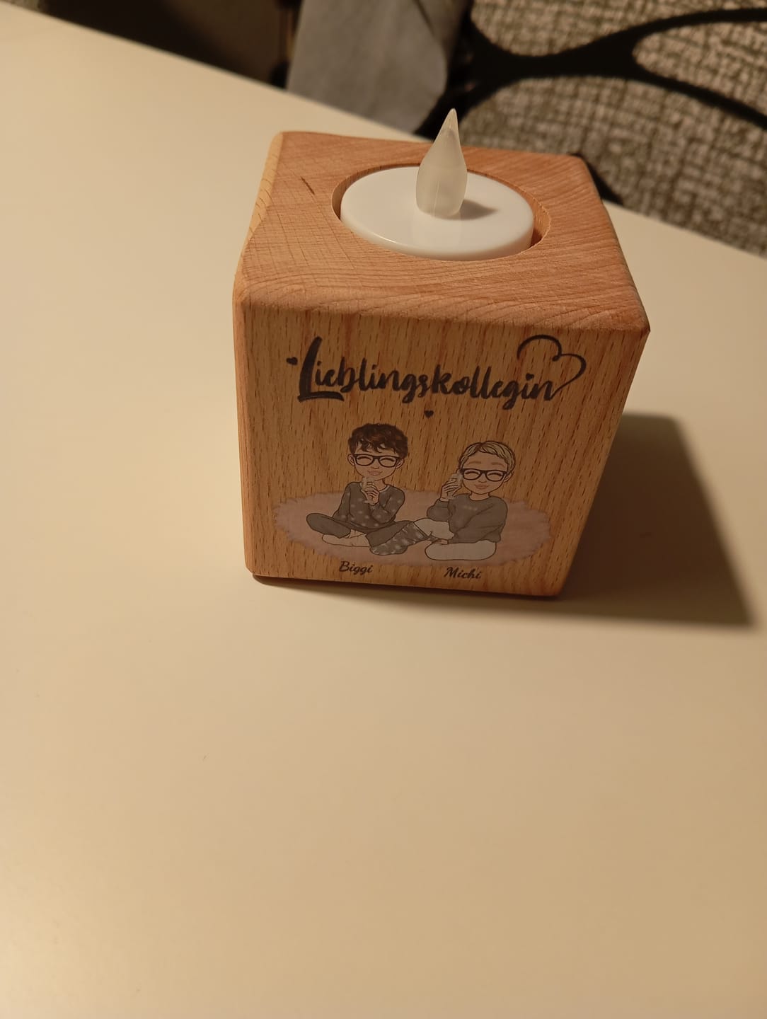Customer photo review of Herzensmenschen - Personalisierter Kerzenwürfel