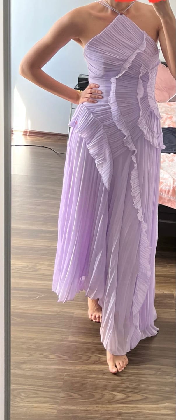 Customer photo review of Ruffa Halter Strap Ruffled Tule Dress