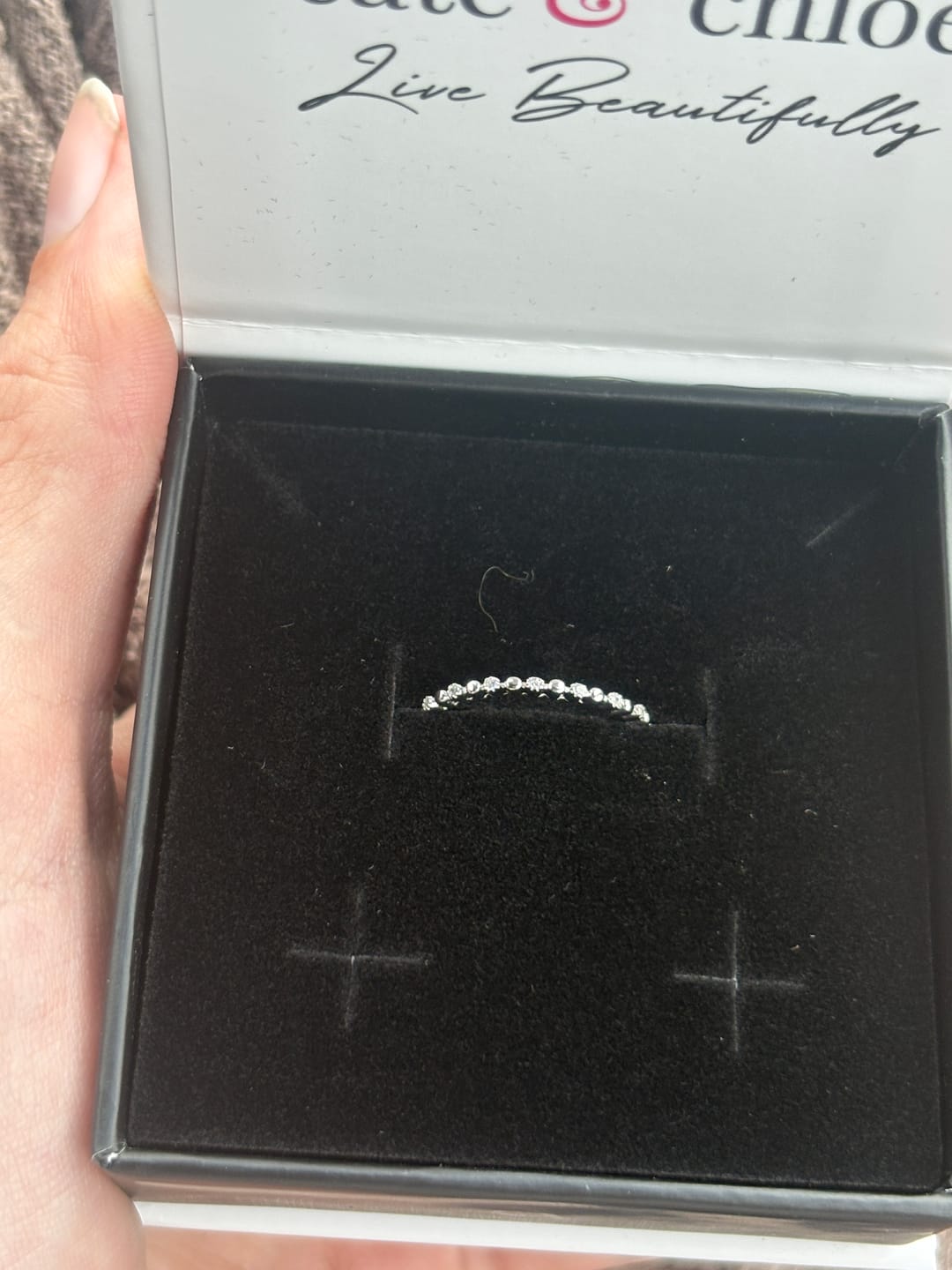 Customer photo review of Illiana 18k White Gold Plated Ring with Round Cut Swarovski Crystals