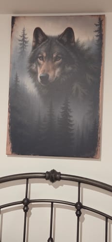 Customer photo review of Wolf Double Exposure Wall Art V