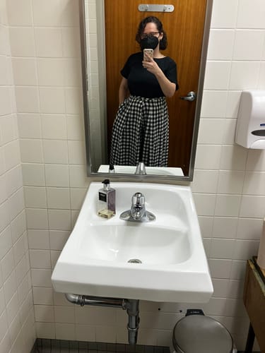 Customer photo review of FRIDA PANTS | BLACK & WHITE CHEX