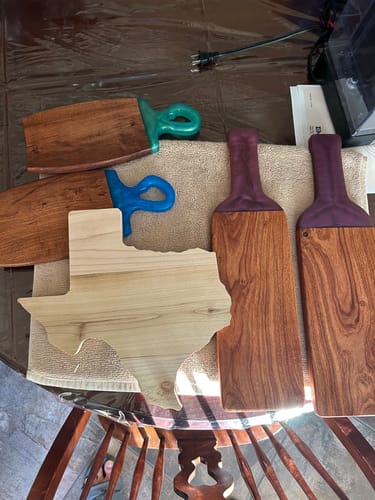 Customer photo review of 12.7x12" Texas Cheese Board With Handle Acrylic Router Template [Limited Edition]