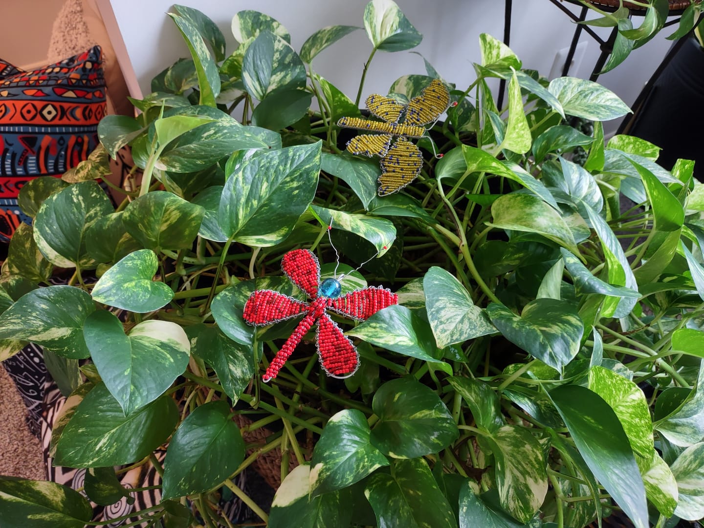 Customer photo review of Dragonfly Bead and Recycled Wire Garden Stakes [Red or Blue]