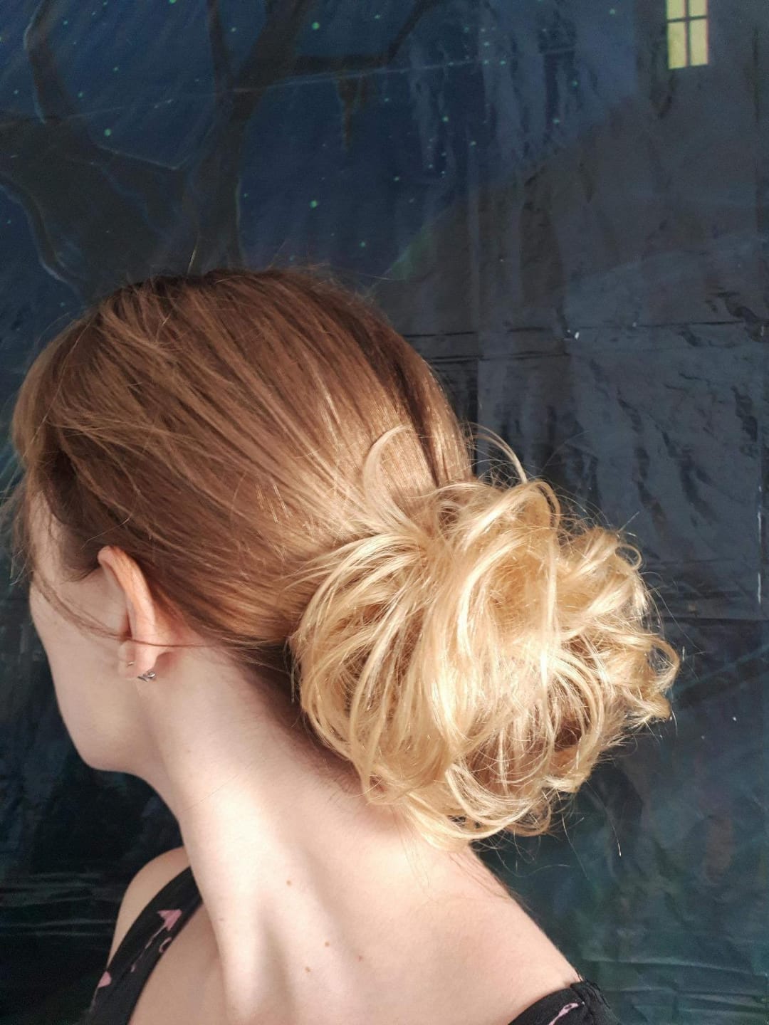 Customer photo review of Chignon Bun Human Hair Extension Natural Straight 7 Colors