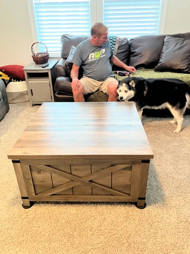 Customer photo review of Raybee 35.7" W Lift Top Coffee Table,Square Coffee Tables with 18.2" Deep Storage, Wood Coffee Table for  Living Room