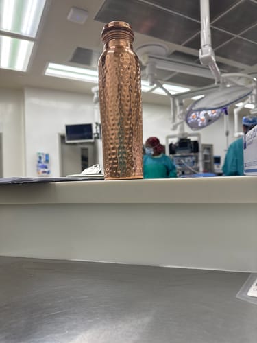 Customer photo review of Certified Ayurveda® Pure Copper Water Bottle - V2 Hand-Hammered Edition