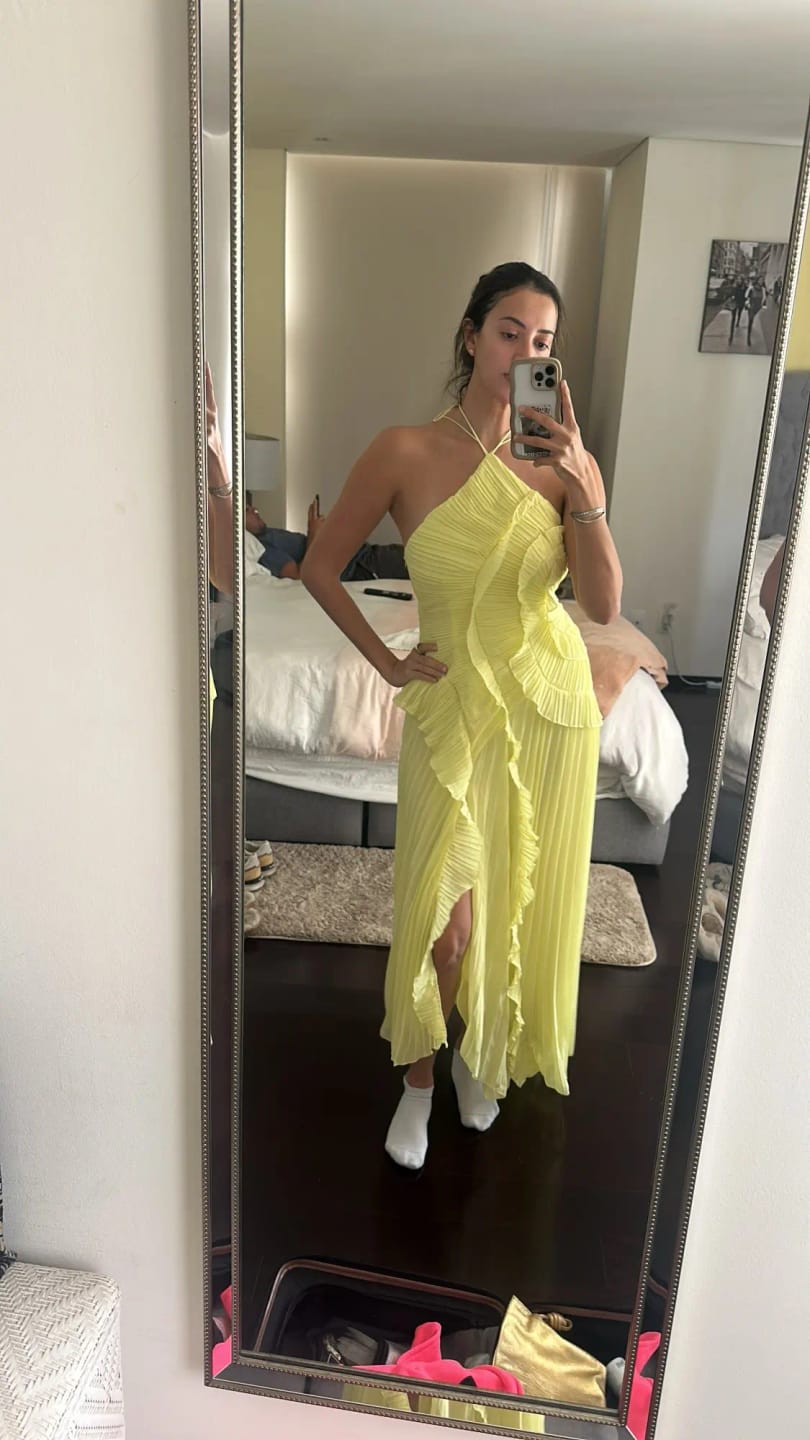 Customer photo review of Ruffa Halter Strap Ruffled Tule Dress