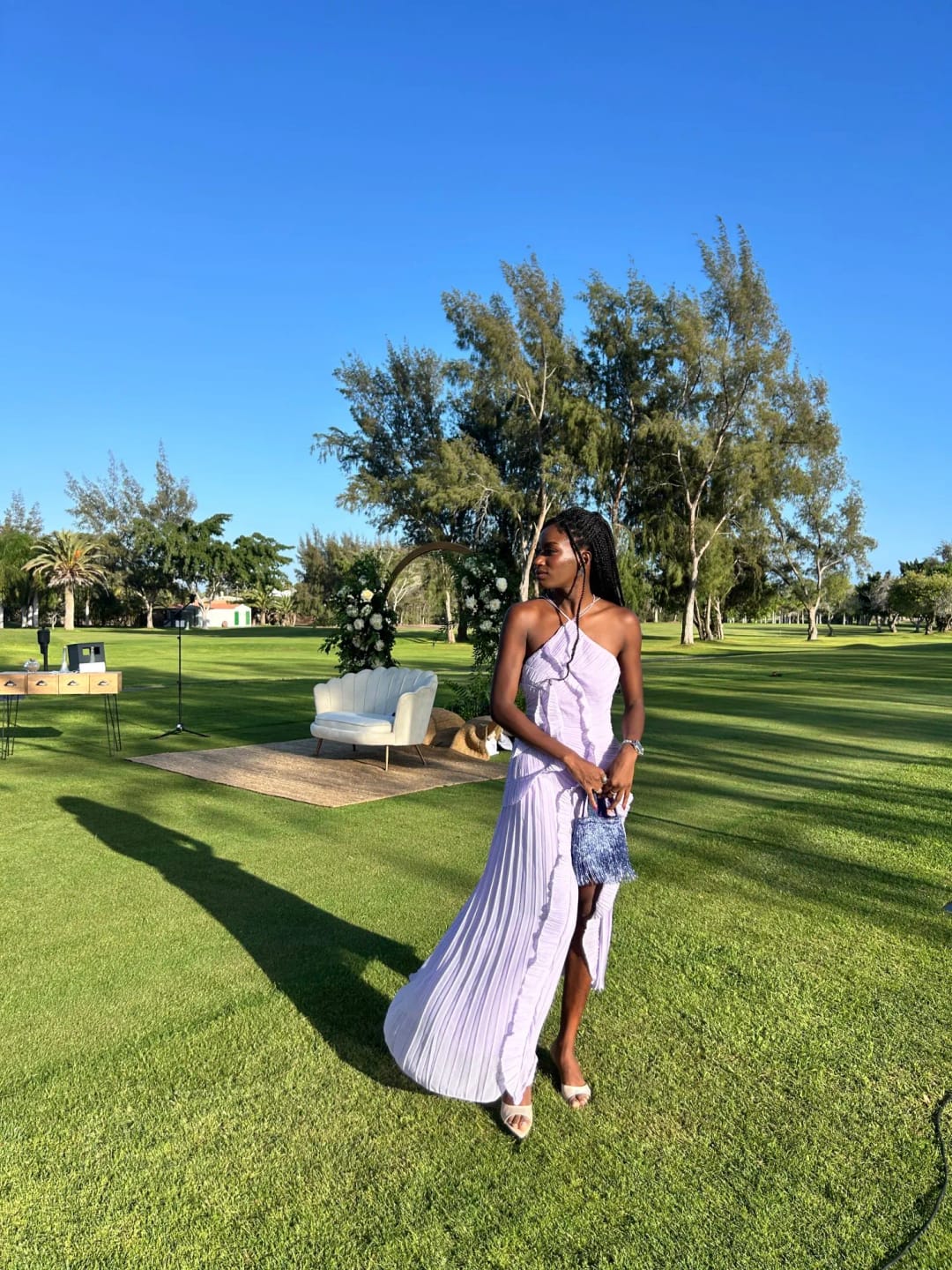 Customer photo review of Ruffa Halter Strap Ruffled Tule Dress