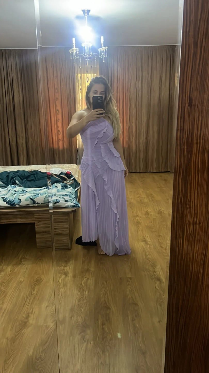 Customer photo review of Ruffa Halter Strap Ruffled Tule Dress