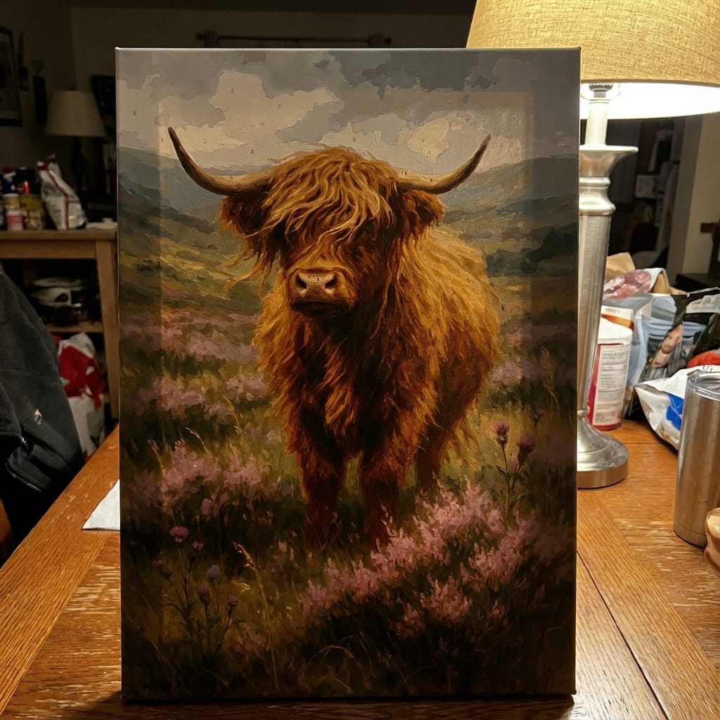 Customer photo review of Highland Cow in Mist