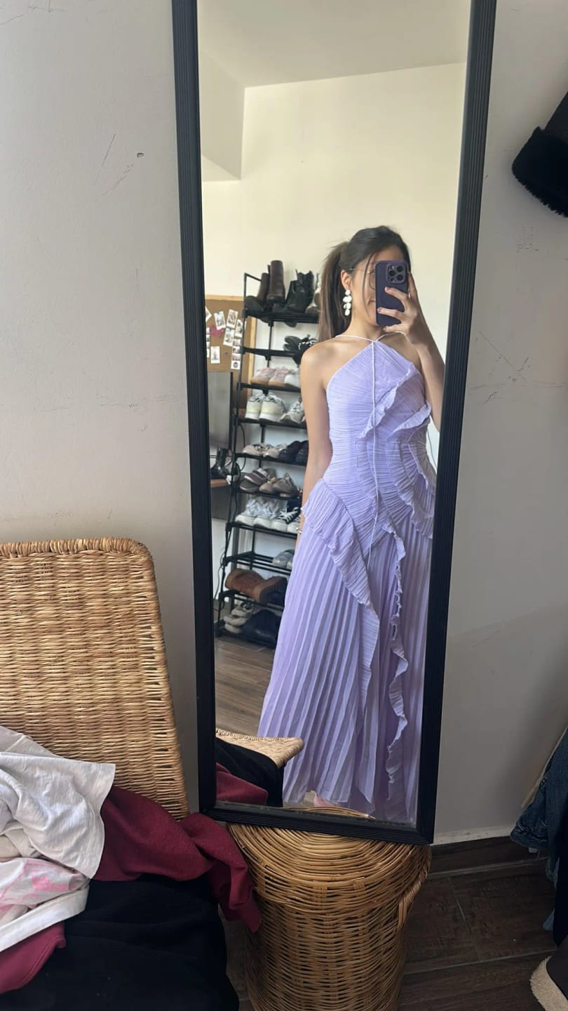 Customer photo review of Ruffa Halter Strap Ruffled Tule Dress