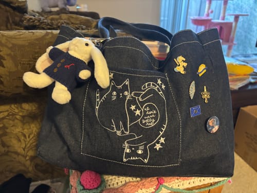 Customer photo review of Kitty Denim Tote Bag