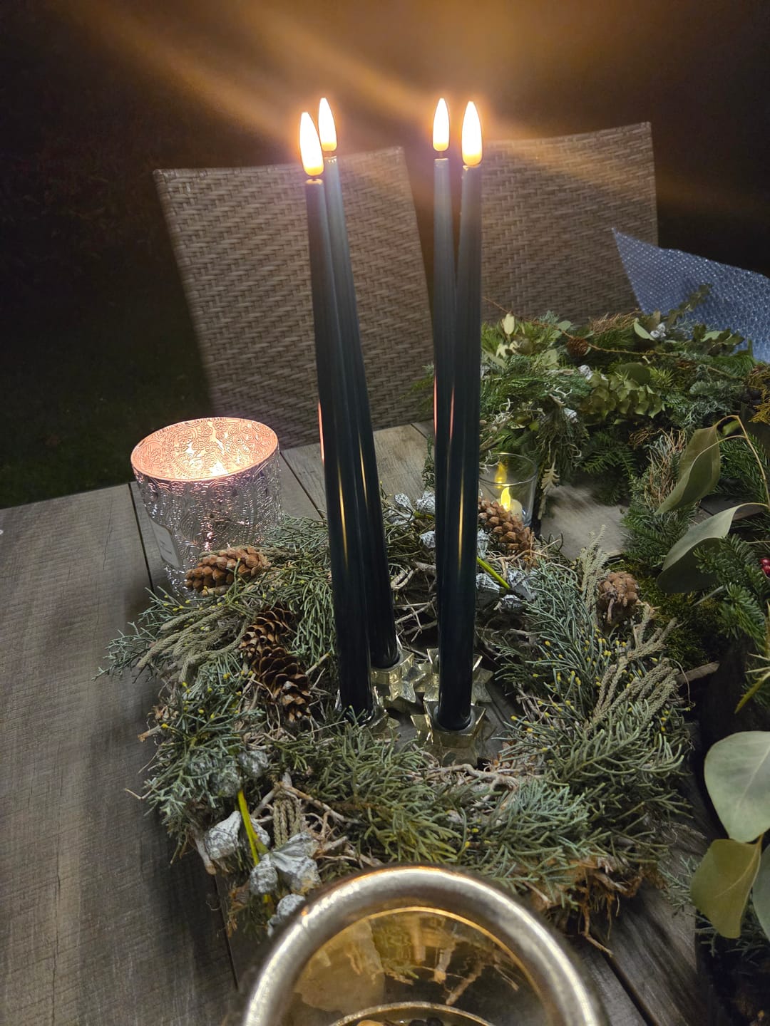 Customer photo review of LED Kertelys med Lak, 2 stk (38 cm) Petroleum