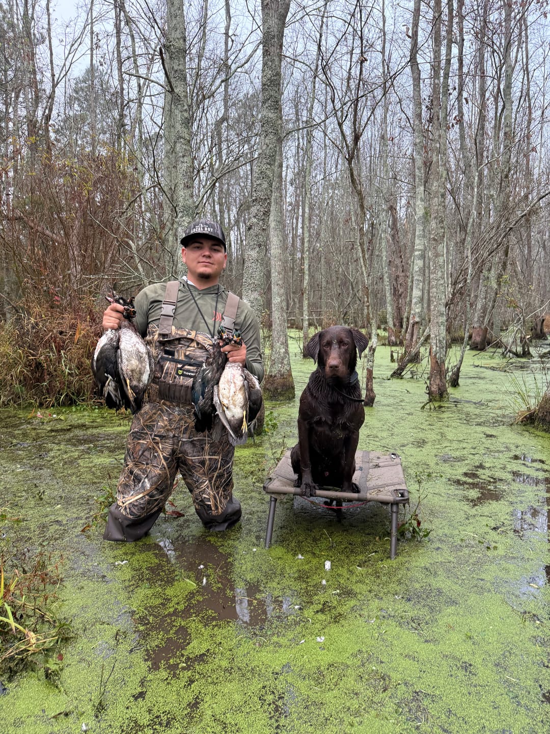 Customer photo review of AquaWade  Men’s Insulated Waders | Lightweight Waterproof Camo  Durable Nylon Hunting Bibs | Bootfoot Breathable Chest Waders with Boots for Duck Hunting