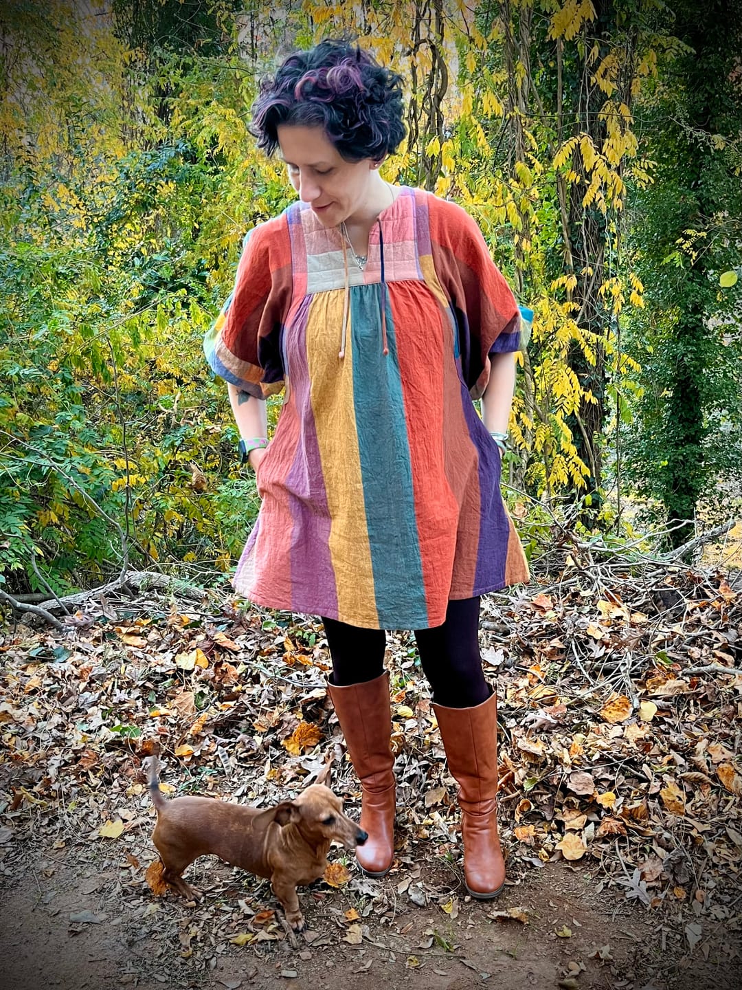 Customer photo review of RORY DRESS | CONFETTI CHEX X STRIPES