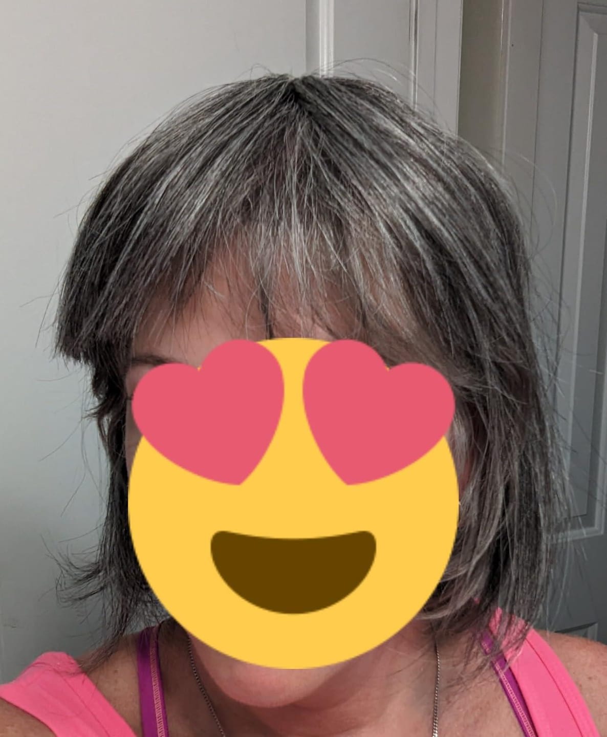 Customer photo review of Susan ︳Mixed Grey Human Hair Topper With Bangs For Women Thinning Crown 10*12cm Silk Base