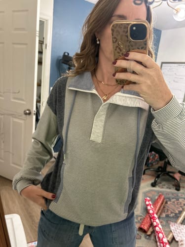 Customer photo review of The Byron Brushed Mixed Pullover Sweatshirt