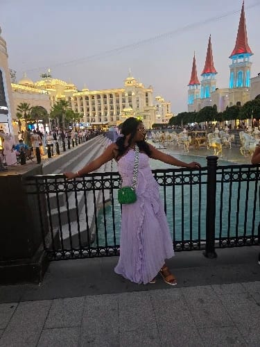 Customer photo review of Ruffa Halter Strap Ruffled Tule Dress