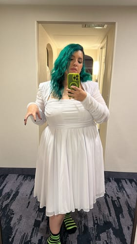 Customer photo review of PRE-ORDER - Universal Monsters: Bride of Frankenstein Bandage Corset Swing Dress in White