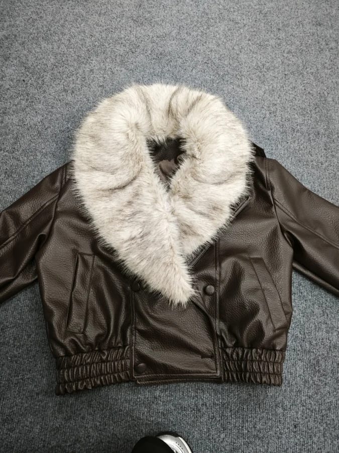 Customer photo review of Francesca Faux Leather Jacket with Detachable Fur Collar