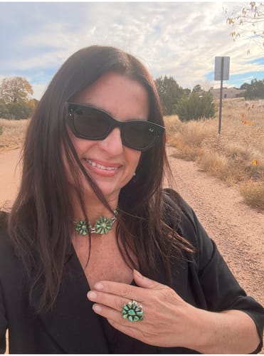 Customer photo review of Handmade Sonoran Mountain Turquoise & Sterling Silver Adjustable Cluster Ring