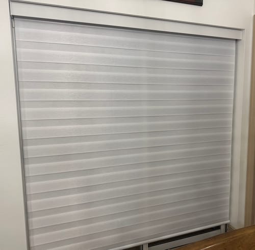 Customer photo review of SmartWings Motorized Zebra Shades 60% Blackout Translucent 75mm Eloise