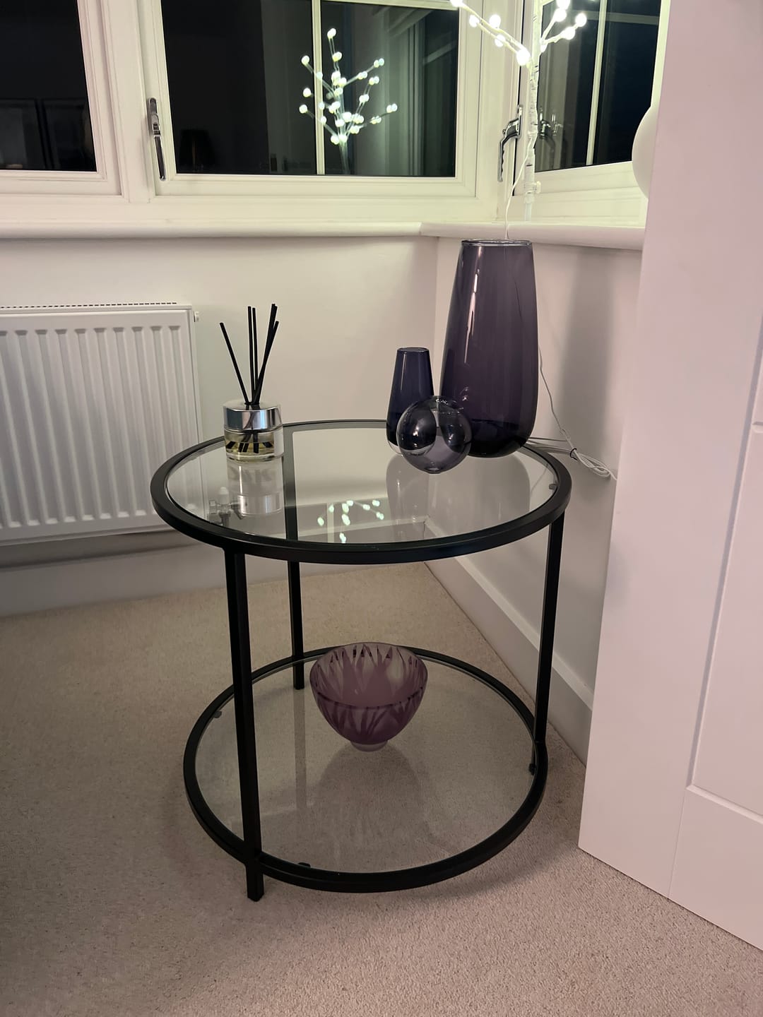 Customer photo review of Avery Round Glass Metal Side Table - Black