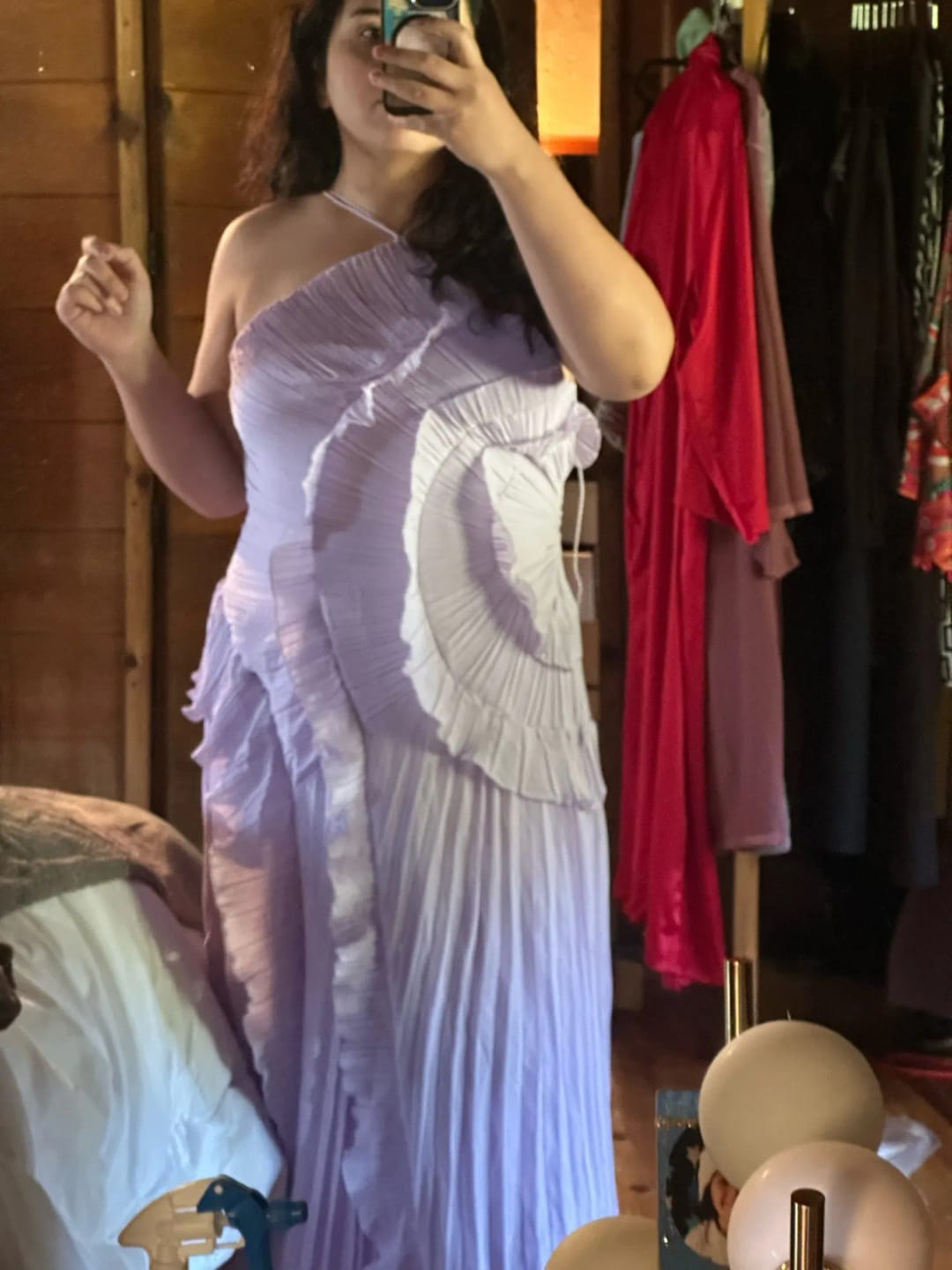 Customer photo review of Ruffa Halter Strap Ruffled Tule Dress