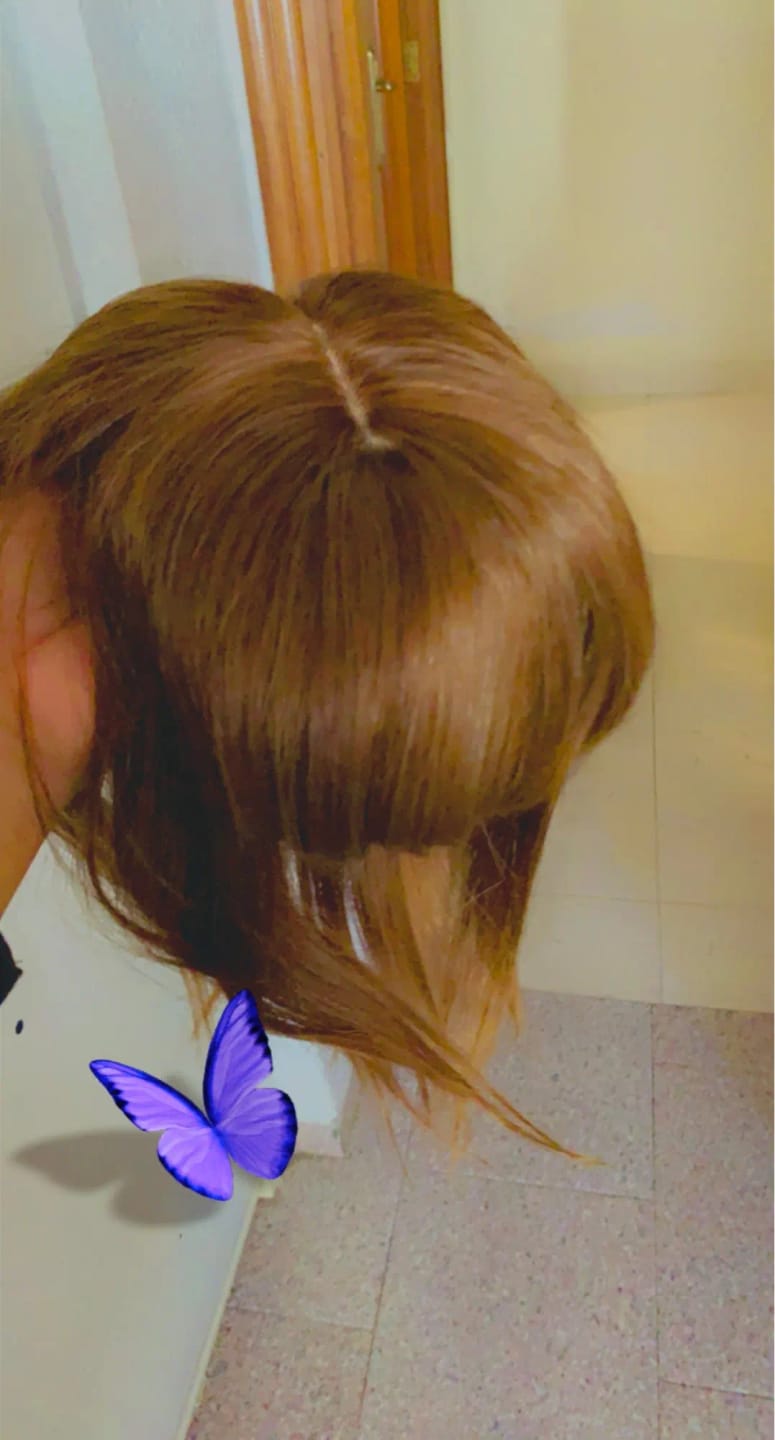 Customer photo review of Susan ︳Human Hair Topper With Bang For Women, 6-20", 10*12cm Base All Shades
