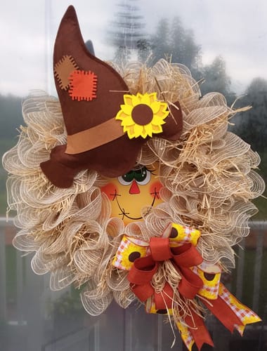 Customer photo review of Vinyl Decal | Scarecrow Face | Halloween | Autumn | Fall, 10.5" Vinyl Round