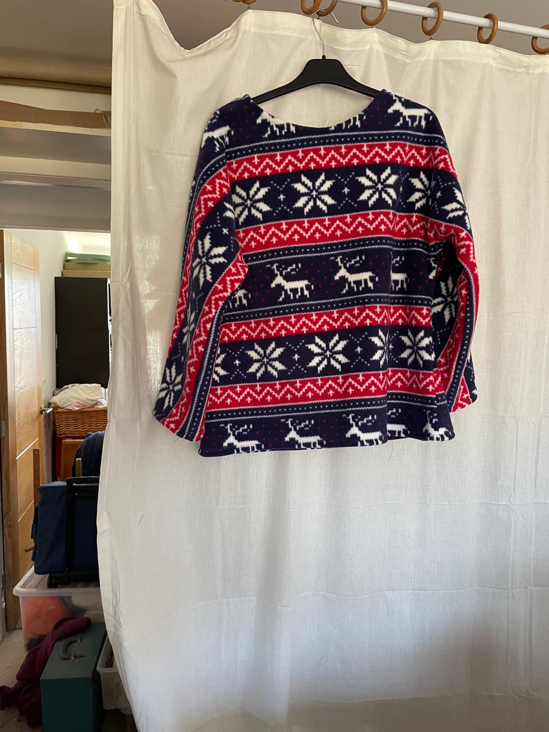 Customer photo review of Navy and Red Reindeer Anti Pill Polar Fleece Fabric