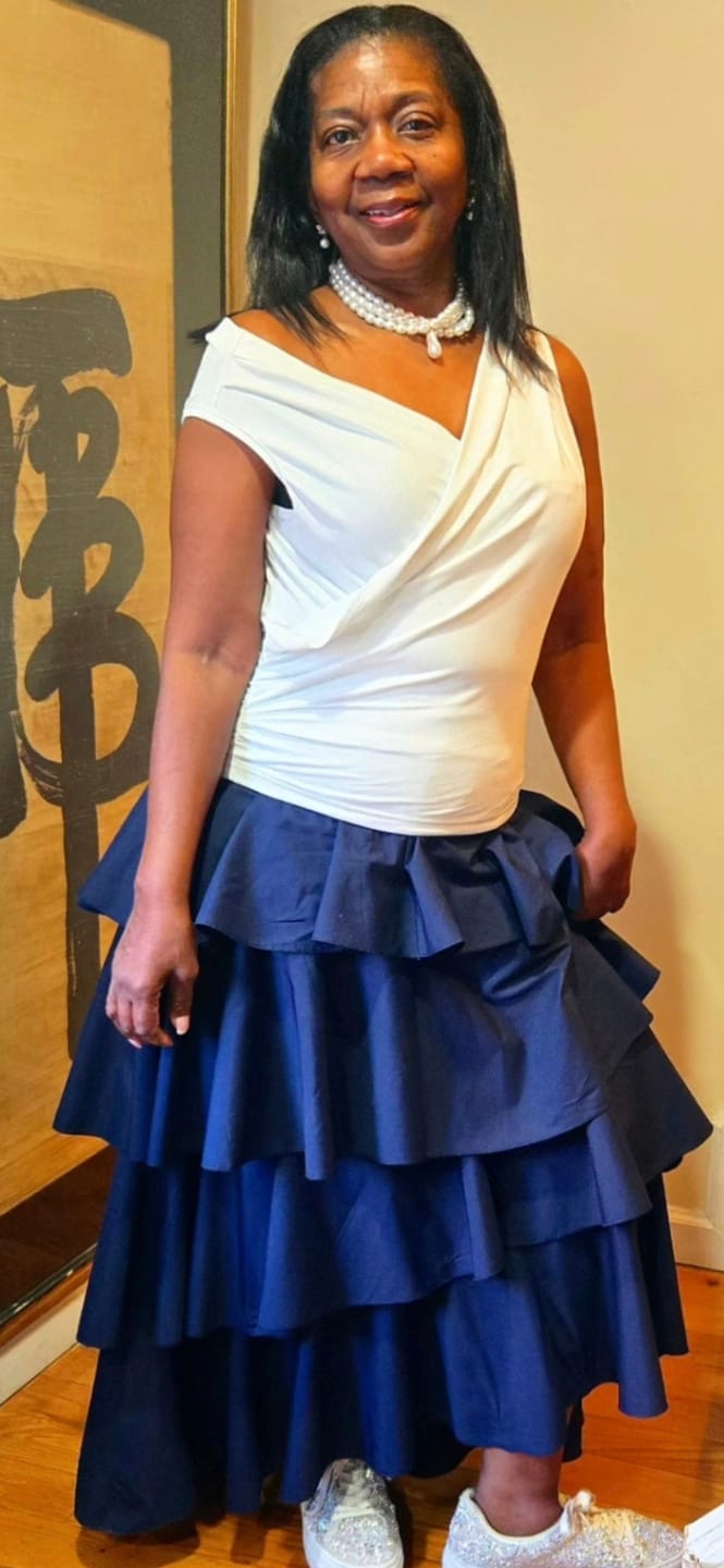 Customer photo review of A-Line High Waisted Falbala Solid Color Long Skirts Skirts Bottoms