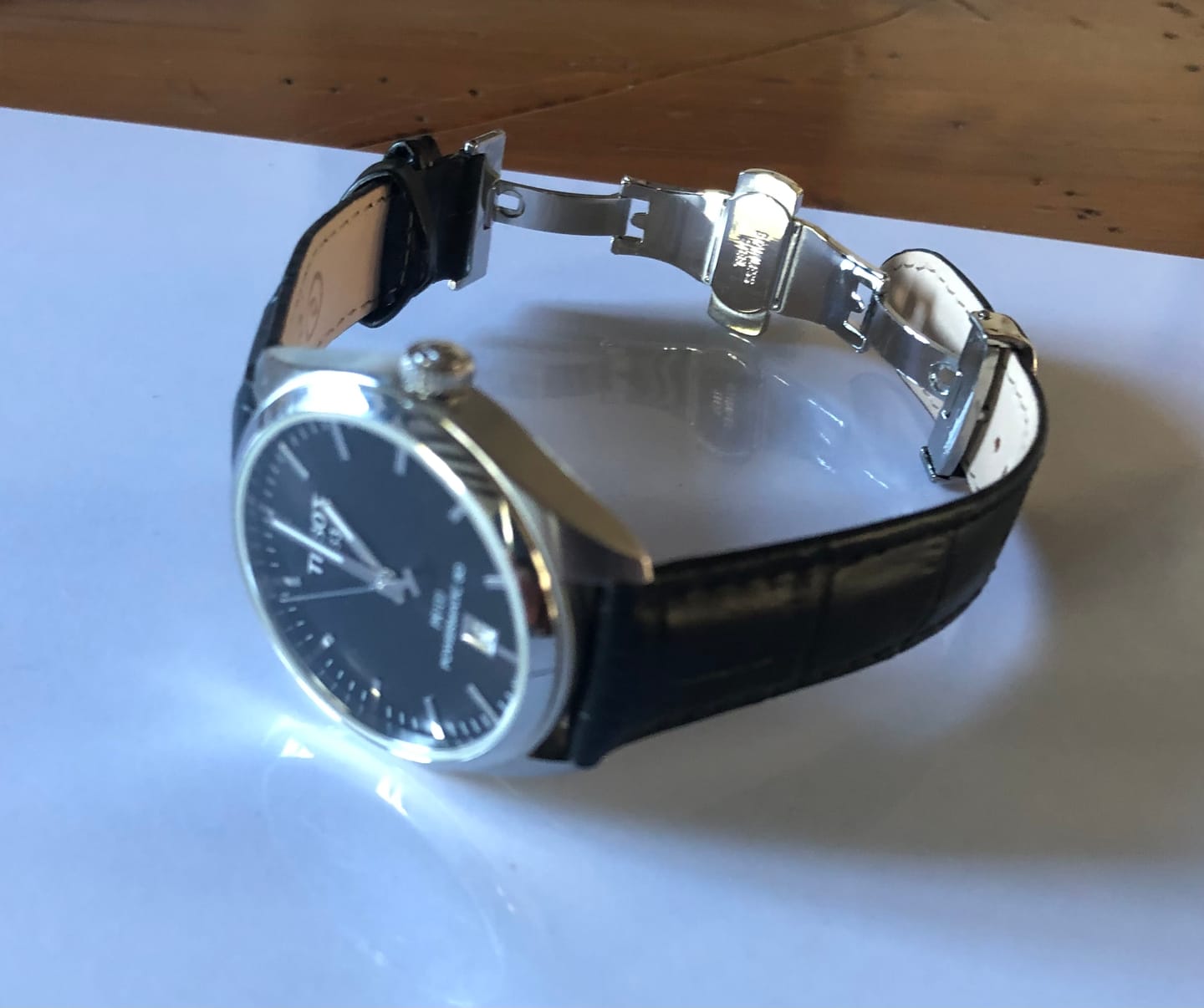 Customer photo review of Genuine Leather Calfskin Premium Watch Strap with Stainless Steel Deployant Butterfly Clasp