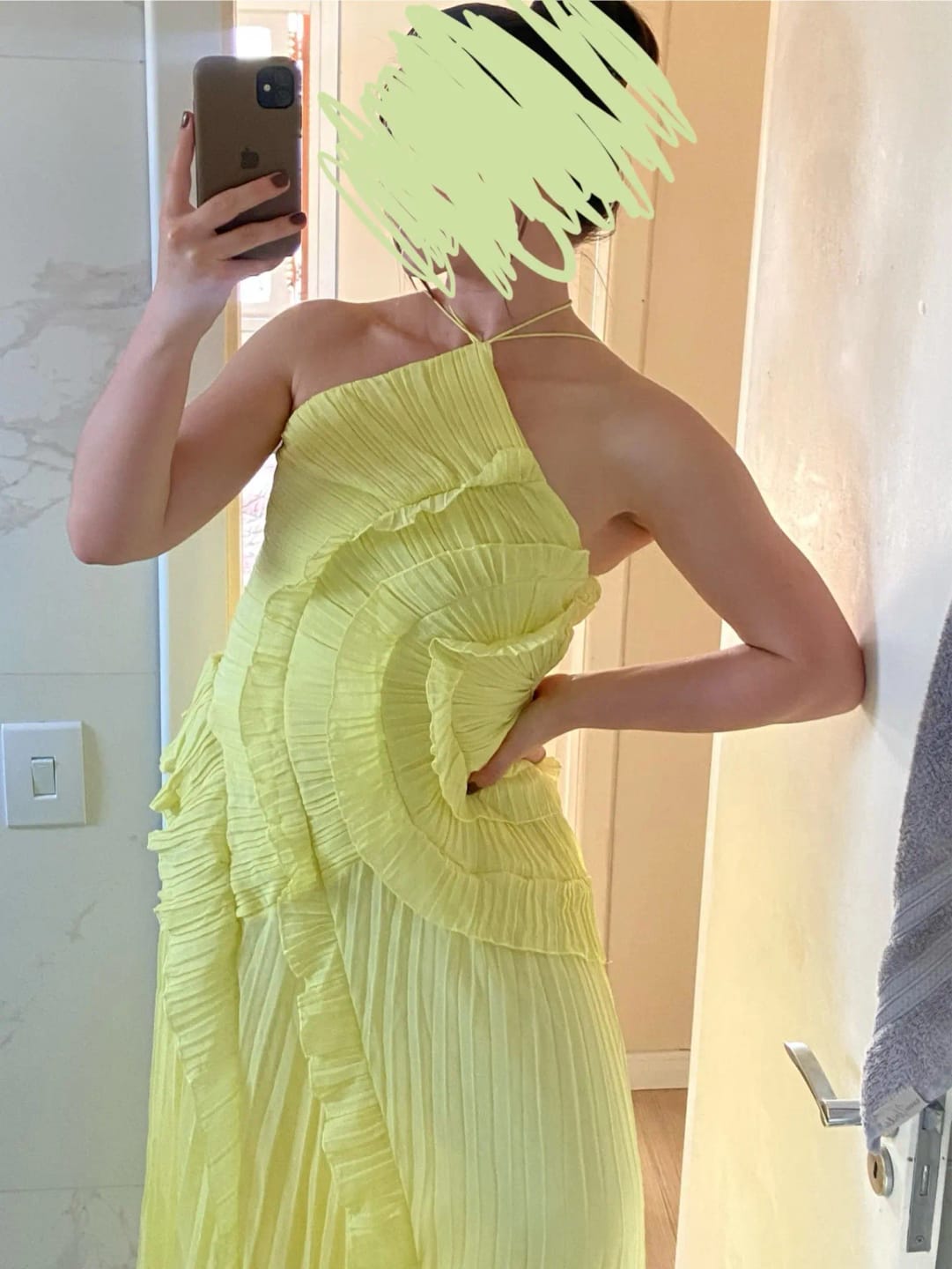 Customer photo review of Ruffa Halter Strap Ruffled Tule Dress