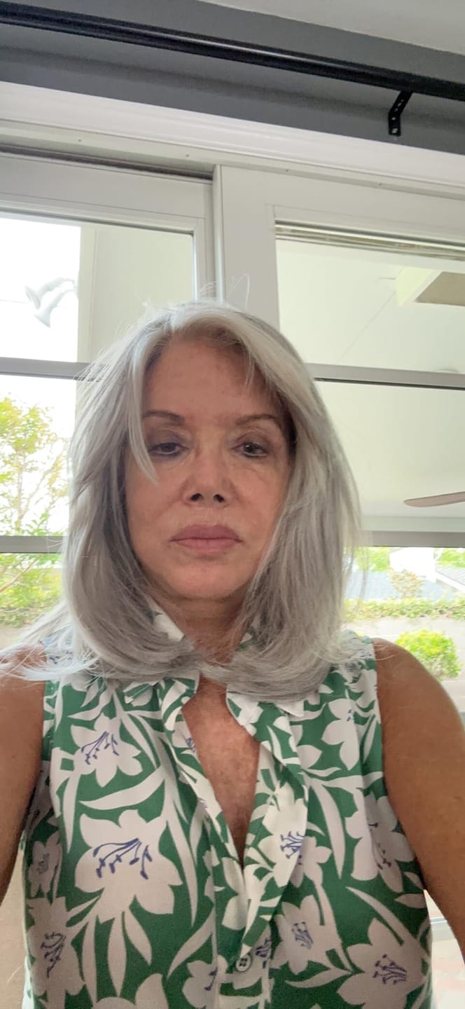 Customer photo review of Silver Gray Mono Top Human Hair Toppers for Women, 12-18 Inch
