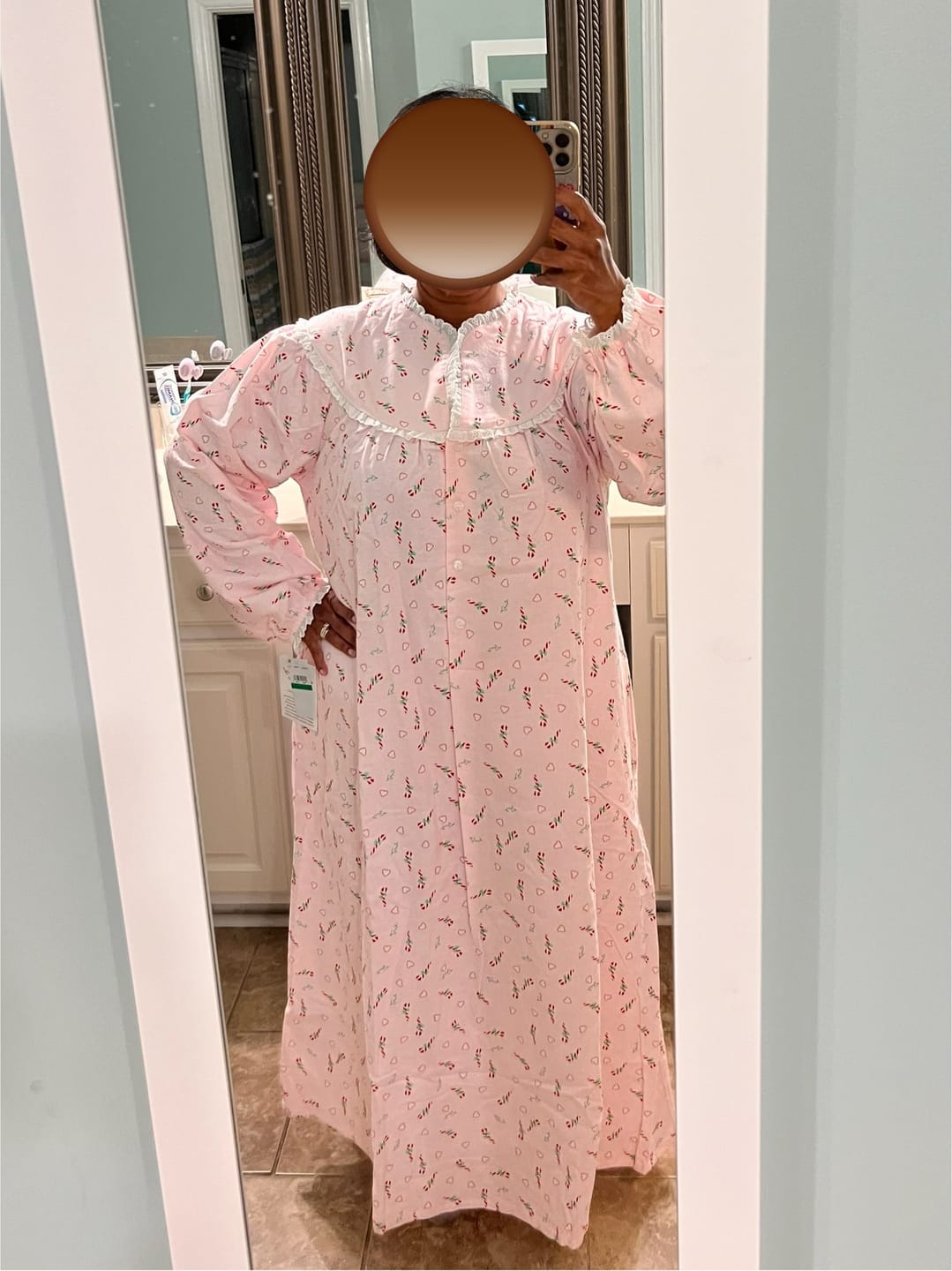Customer photo review of Candy Canes Flannel Gown
