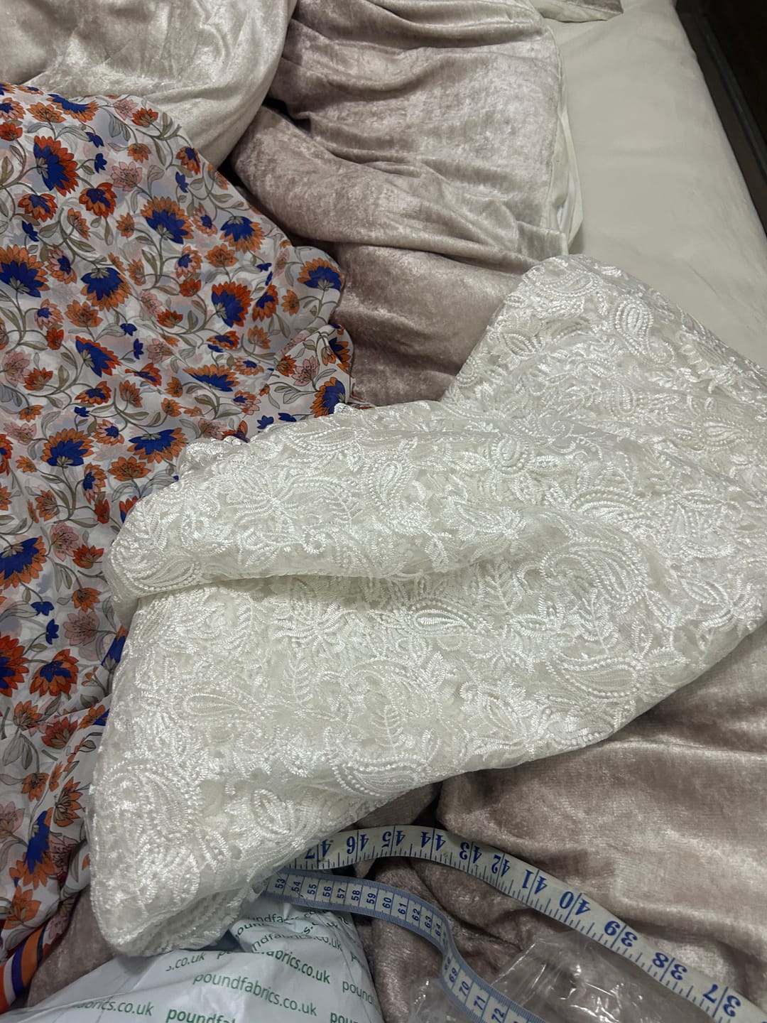Customer photo review of Paisley Bridal Lace Fabric